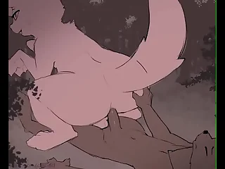 Cachorro metendo forte no cu do lobo no meio da floresta